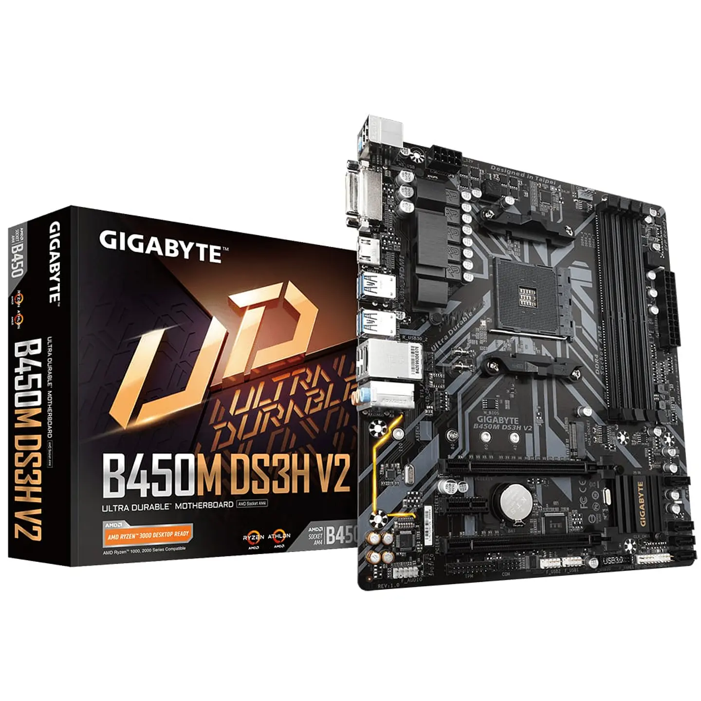 Placa Madre Gigabyte B450M DS3H V2, AM4 AMD SATA 6Gb/s - Micro ATX AMD - AMD Ryz 1