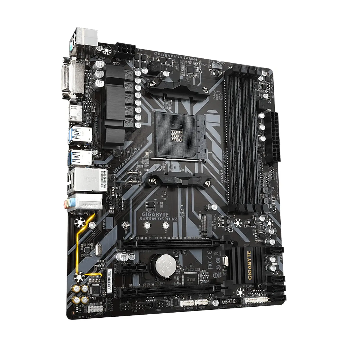 Placa Madre Gigabyte B450M DS3H V2, AM4 AMD SATA 6Gb/s - Micro ATX AMD - AMD Ryz 3