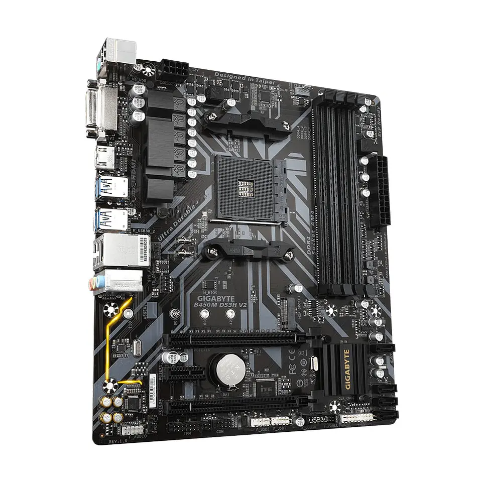 Placa Madre Gigabyte B450M DS3H V2, AM4 AMD SATA 6Gb/s - Micro ATX AMD - AMD Ryz 3