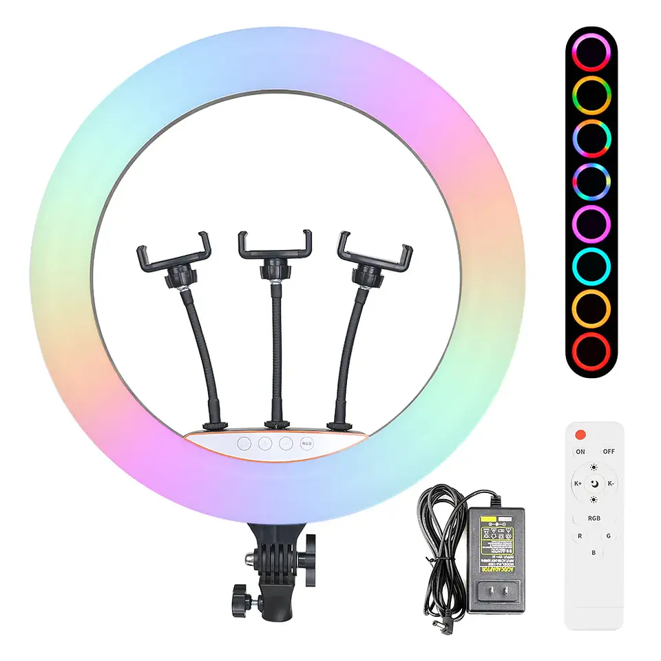 Aro Luz Led Multicolor Luz RGB, 45cm, incluye control, trípode y soportes 2