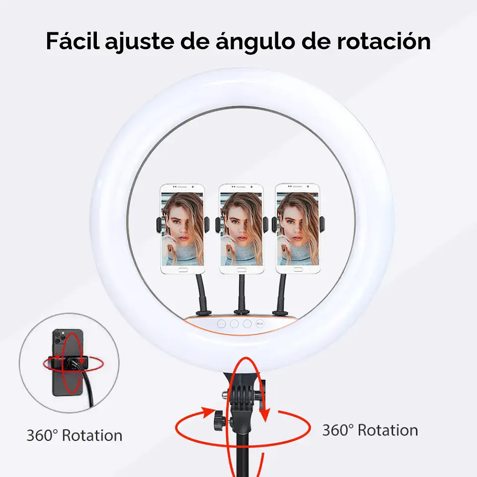 Aro Luz Led Multicolor Luz RGB, 45cm, incluye control, trípode y soportes 4