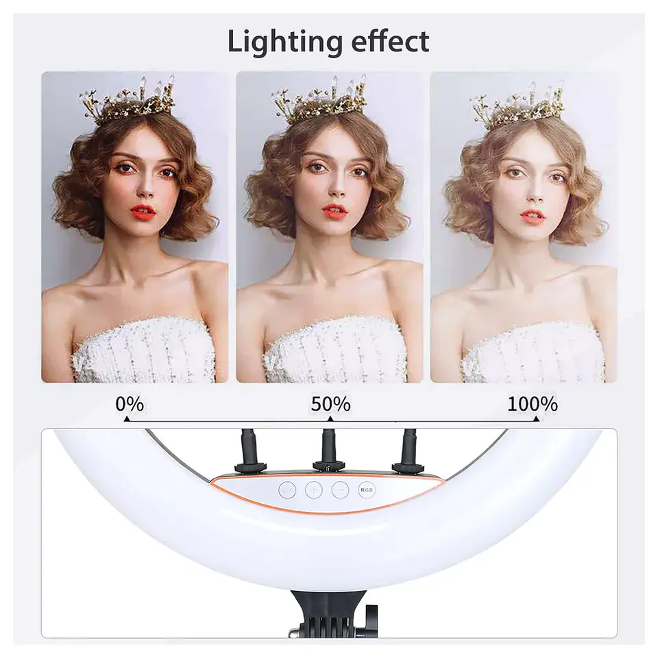 Aro Luz Led Multicolor Luz RGB, 45cm, incluye control, trípode y soportes 5