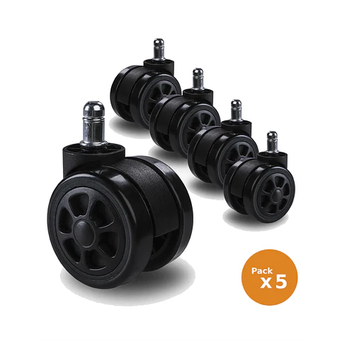 Pack 5 ruedas universal para silla de escritorio y gamer, 60mm