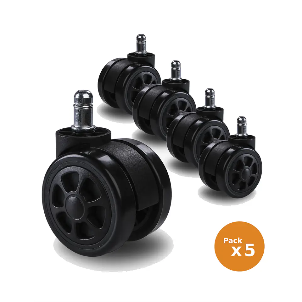 Pack 5 ruedas universal para silla de escritorio y gamer, 60mm 1