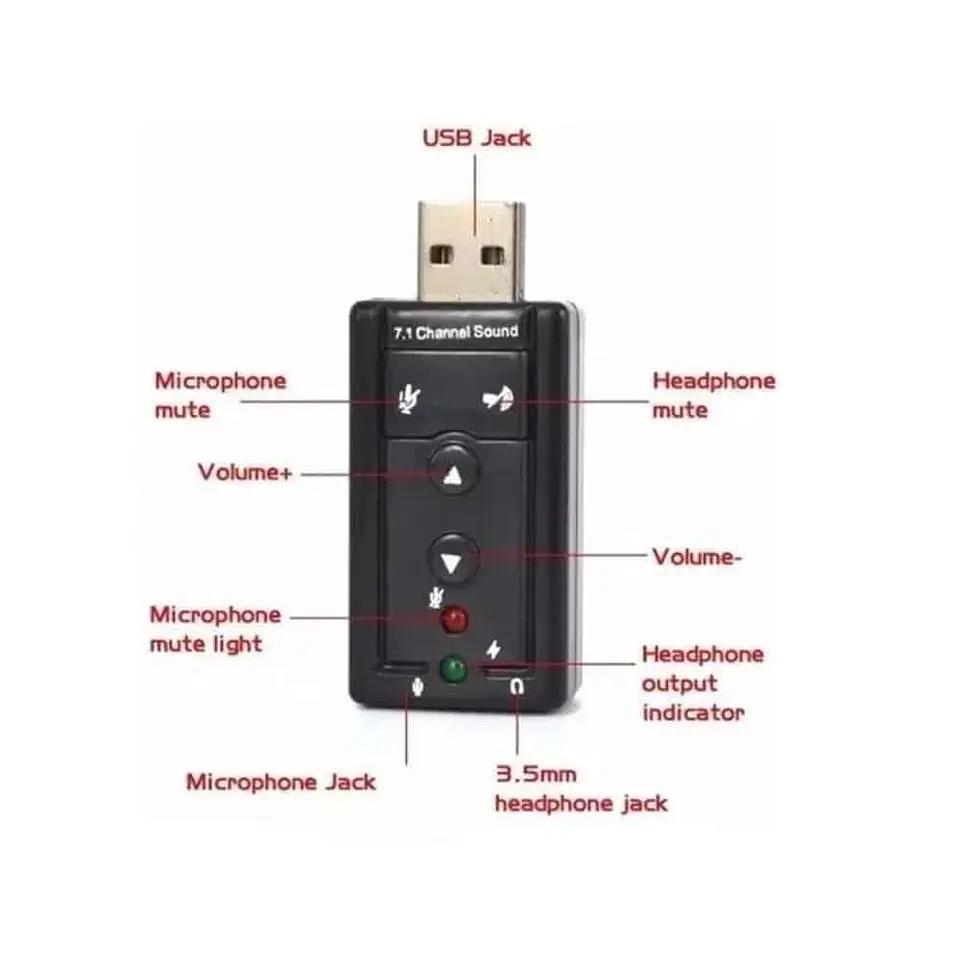 Tarjeta Adaptador De Audio USB Estéreo 7.1 Para Pc, Notebook, UT-USND33 3