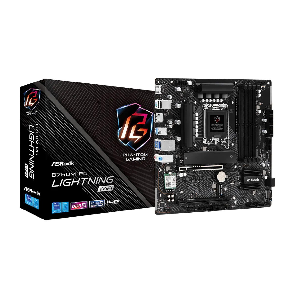 Placa Madre ASRock B760M PG Lightning WiFi LGA 1700 DDR5 mATX