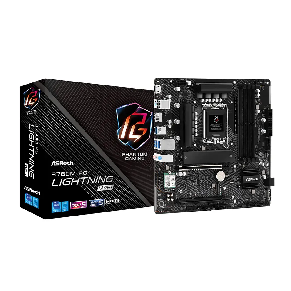 Placa Madre ASRock B760M PG Lightning WiFi LGA 1700 DDR5 mATX 1