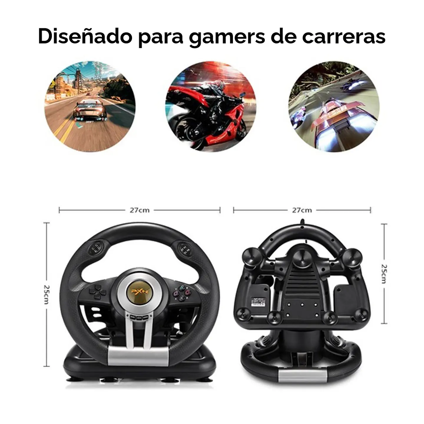 Volante PXN V3 PRO con Pedales PC, PS3, PS4, Xbox One, Xbox Series X - Negro 5