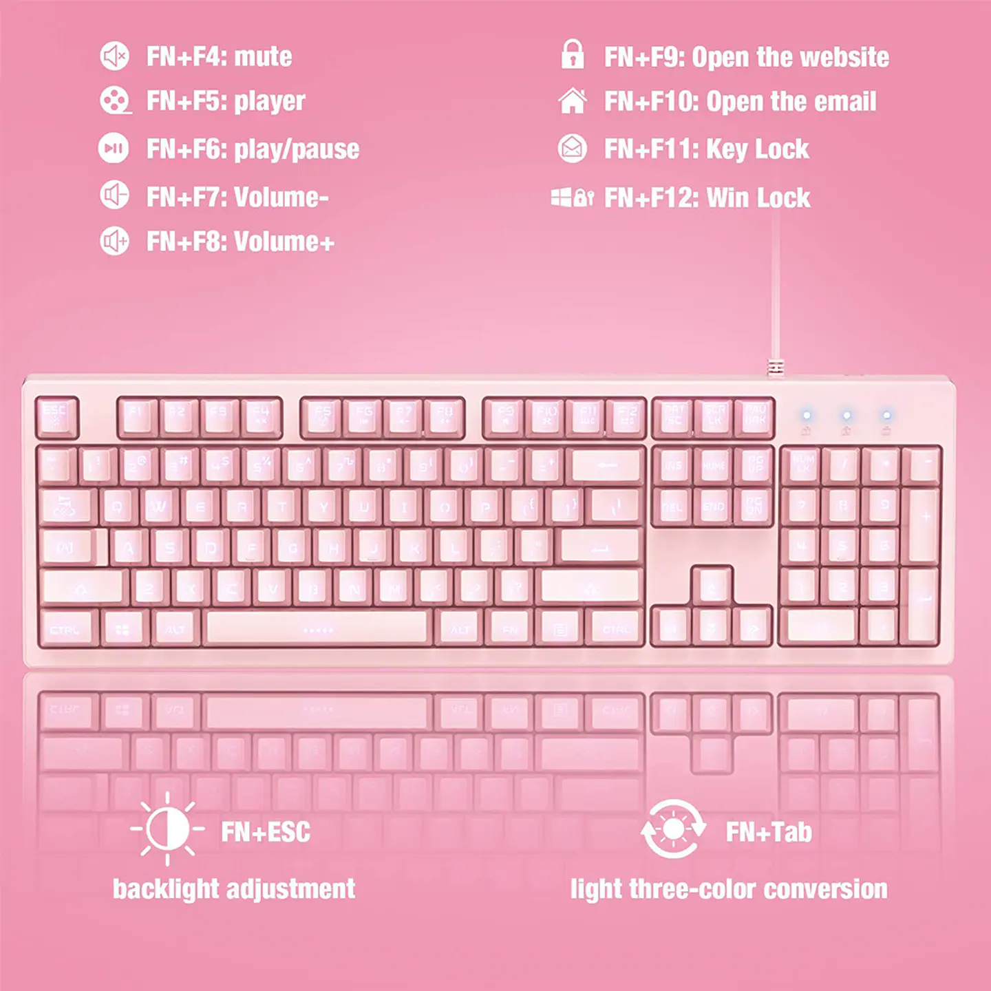 Kit Gamer 2 En 1 Onikuma G25-cw905, Teclado + Mouse Pink 7