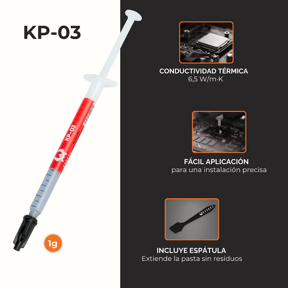 Pasta Térmica Disipadora Cpu Y Gpu Kronos KP03 1g 6,5W Pack x3 4