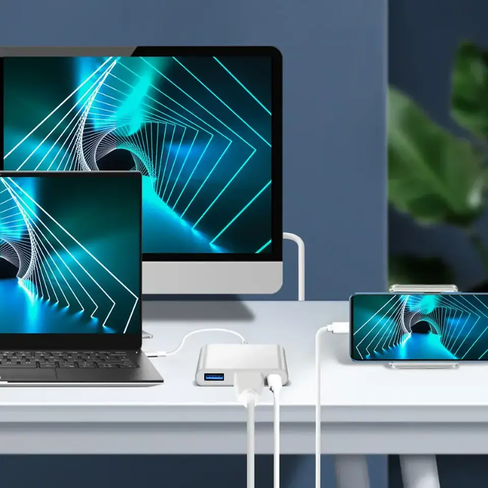 Hub Adaptador Vanto 3 en 1 Tipo C a Usb 3.0, Hdmi 4k , Carga PD 4
