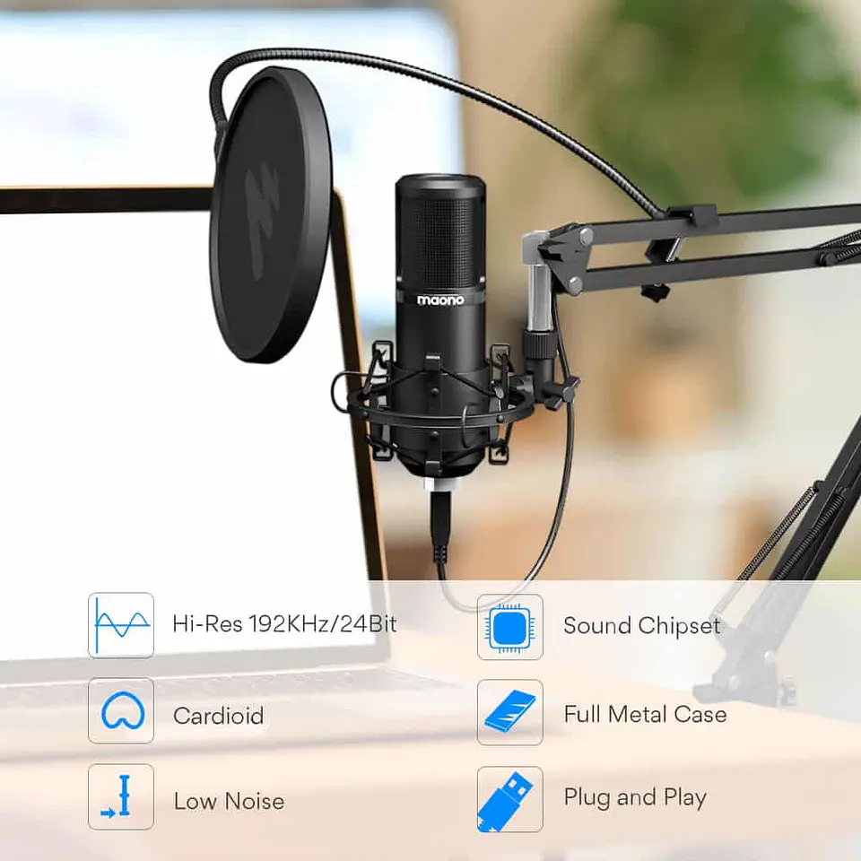 Kit Micrófono Podcast USB Maono AU-PM420 - Con Brazo, Anti shock y Anti Pop 3
