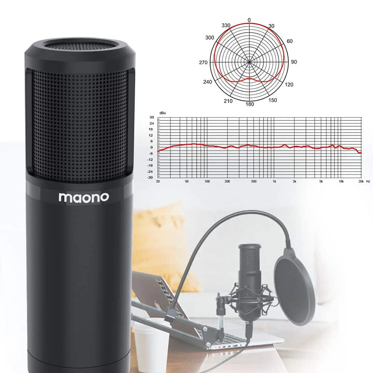 Kit Micrófono Podcast USB Maono AU-PM420 - Con Brazo, Anti shock y Anti Pop 4