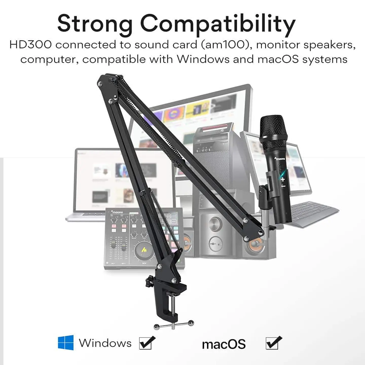Kit Micrófono Dinámico Maono entrada USB, XLR - AU-HD300S 5