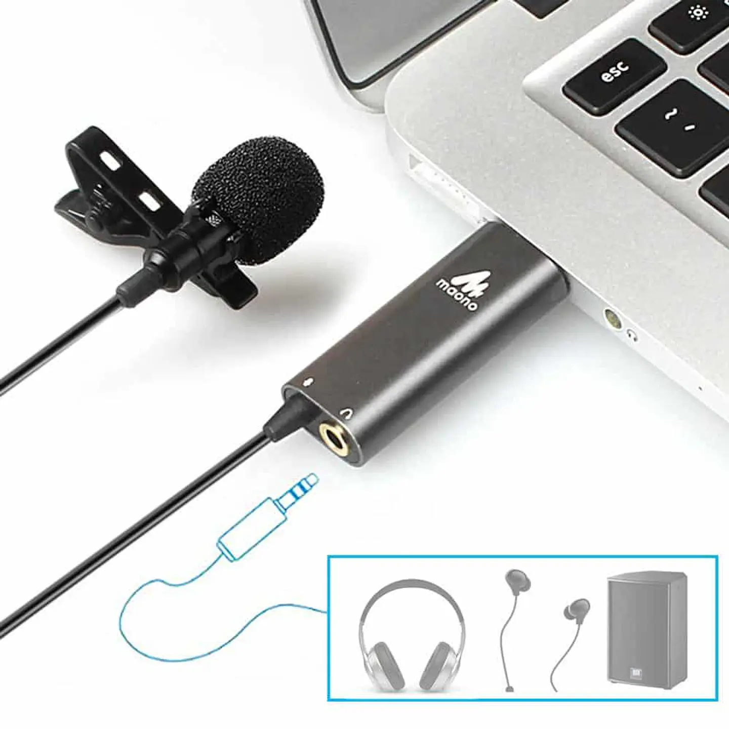 Micrófono de Solapa MAONO AU-UL20 (Tarjeta de Sonido) - USB 4