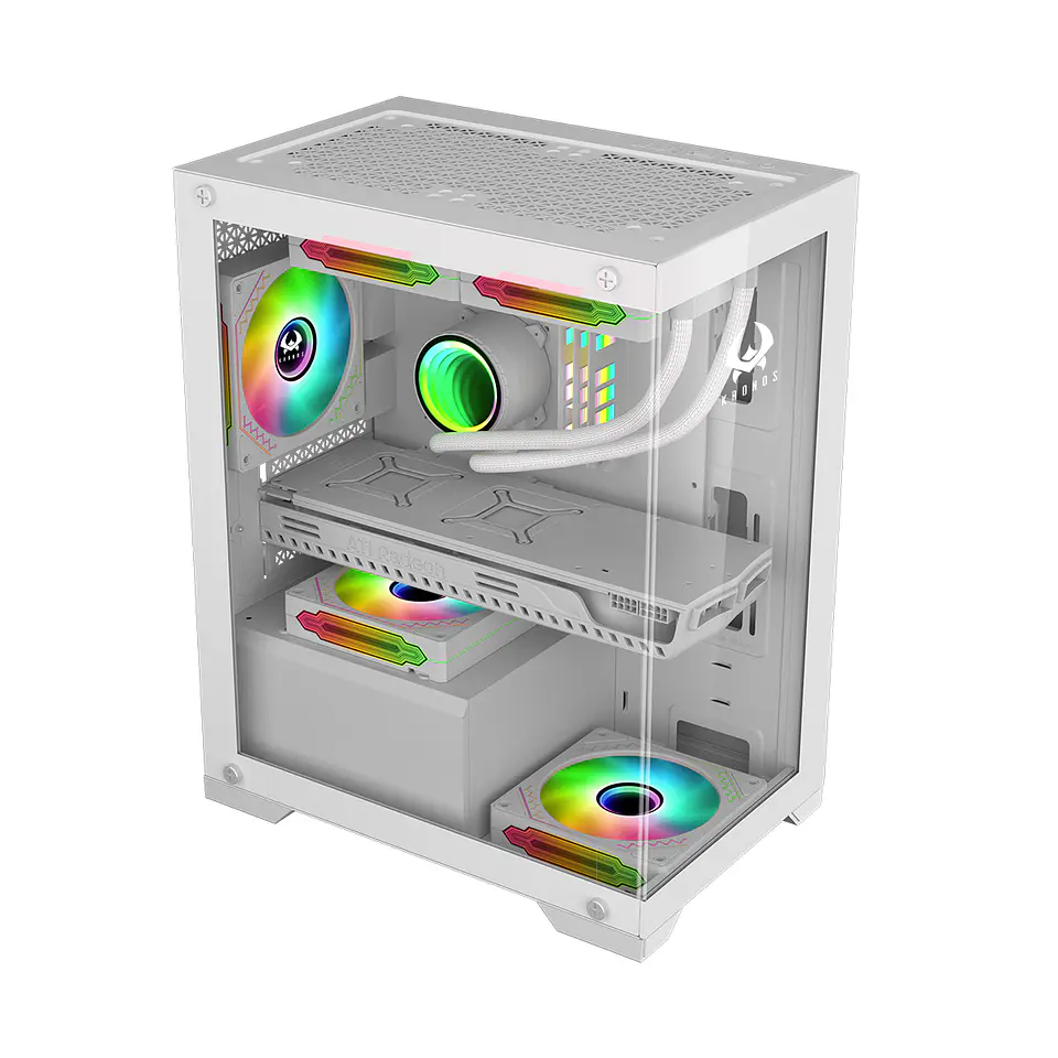 Gabinete Kronos Diamond White mATX, Vidrio Templado, USB 3.0 2