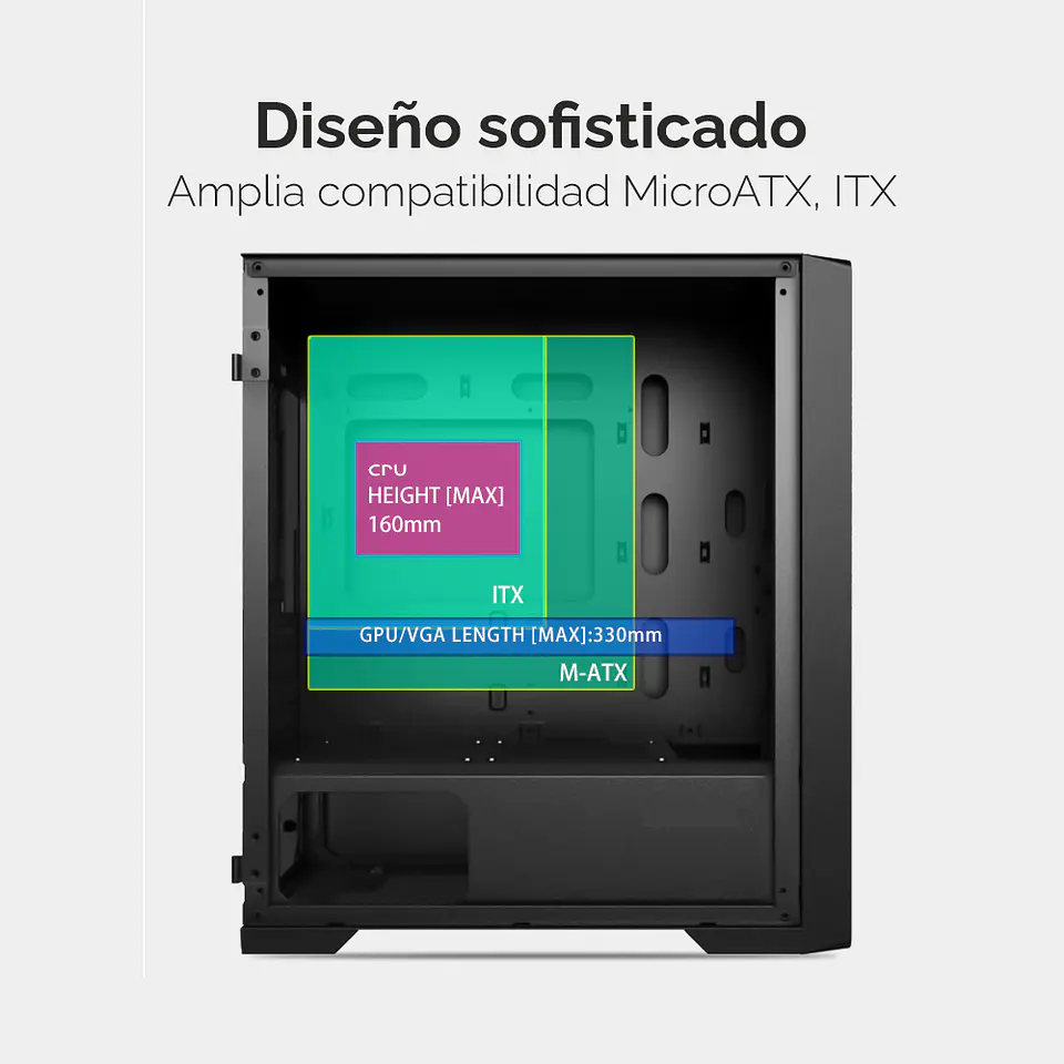 Gabinete Diamond Design (Micro-ATX, Vidrio Templado, USB 3.0) 7
