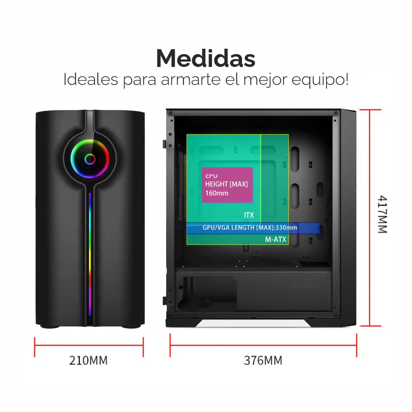 Gabinete Gamer Iron Design (Micro-ATX, Vidrio Templado, USB 3.0) 8
