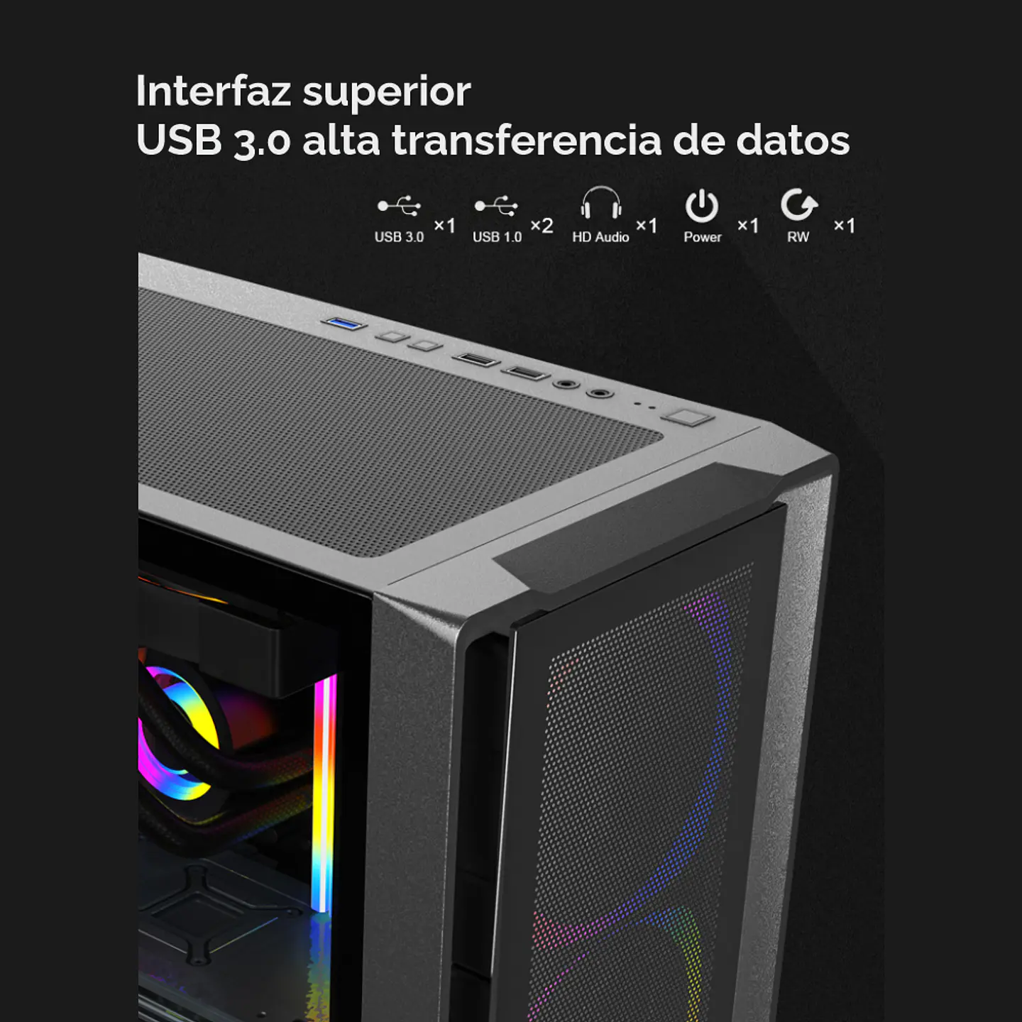 Gabinete Diamond Design (Micro-ATX, Vidrio Templado, USB 3.0) 8