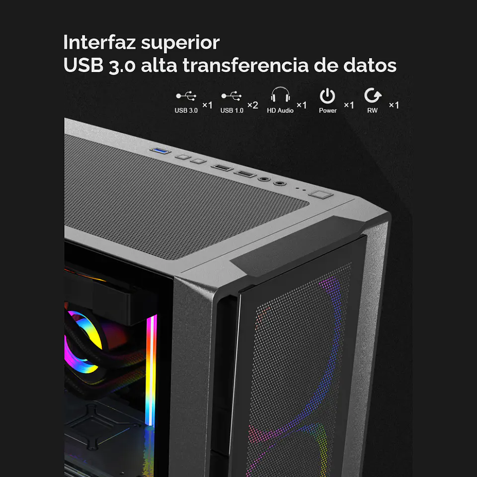 Gabinete Diamond Design (Micro-ATX, Vidrio Templado, USB 3.0) 8