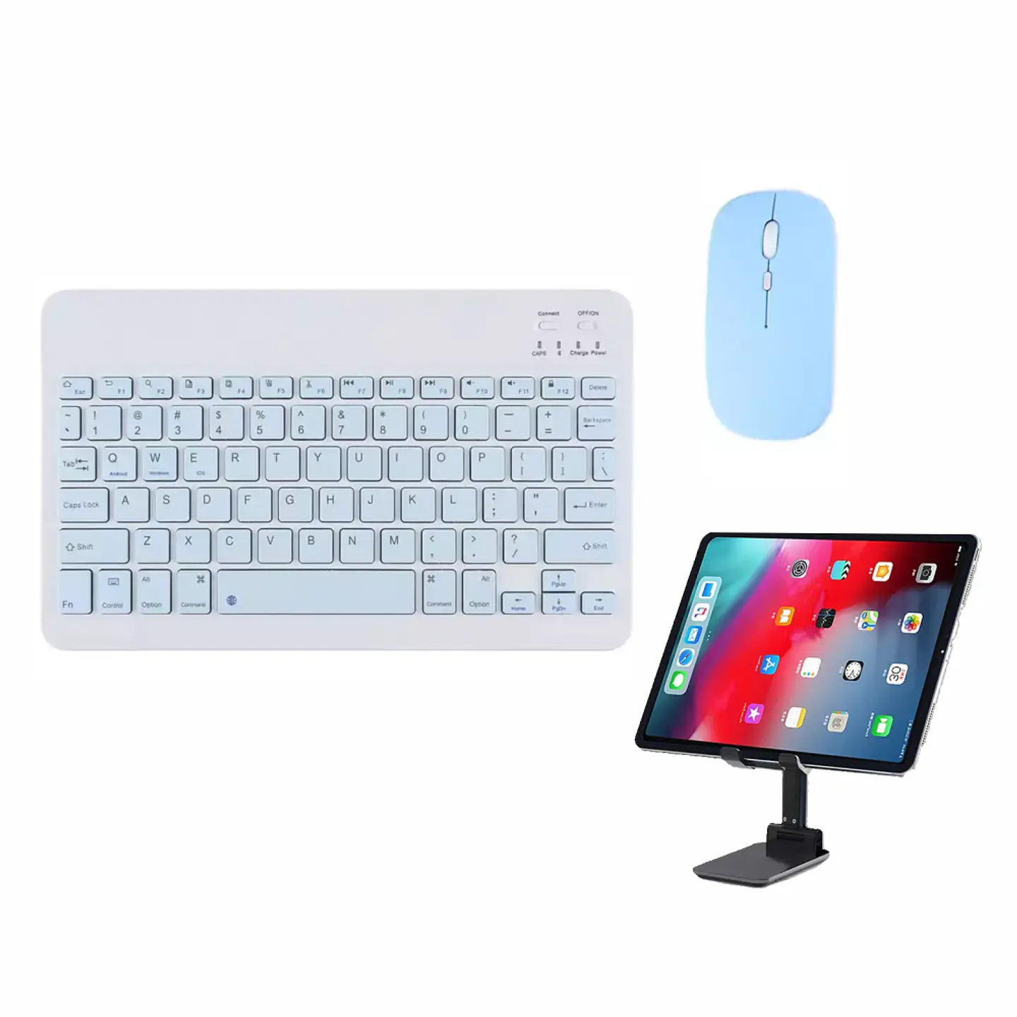 Kit Teclado y Mouse Bluetooth en Idioma Español Con Soporte 1