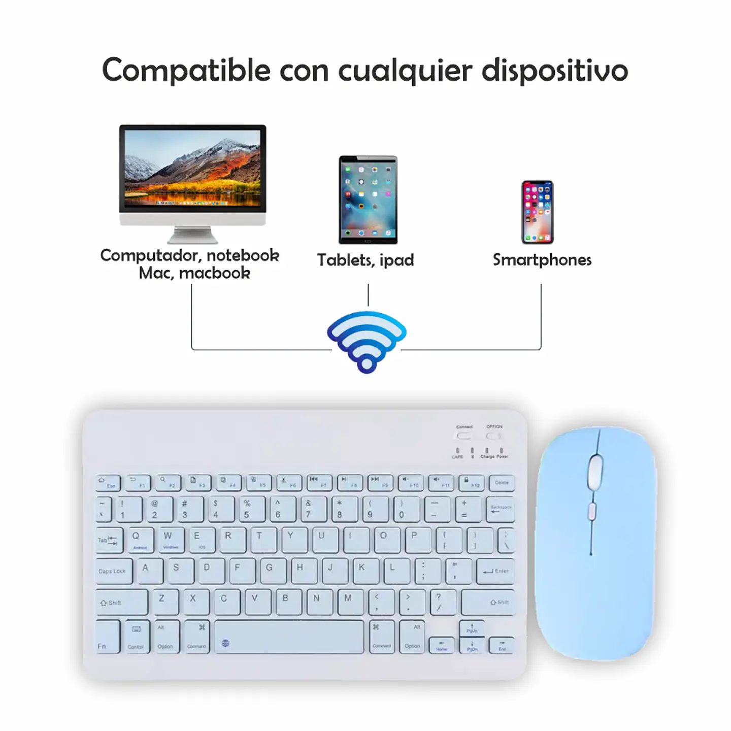 Kit Teclado y Mouse Bluetooth en Idioma Español Con Soporte 4