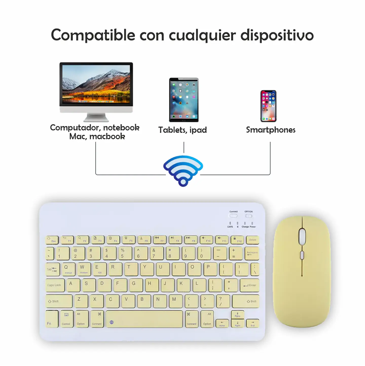 Kit Teclado Bluetooth Recargable + Mouse Bluetooth 4