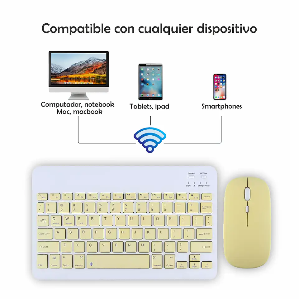 Kit Teclado Bluetooth Recargable + Mouse Bluetooth 4