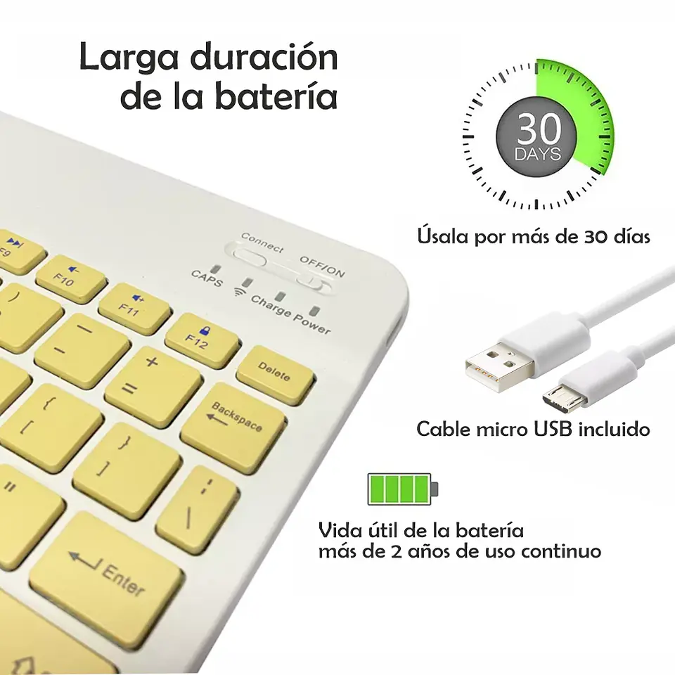 Kit Teclado y Mouse Bluetooth en Idioma Español Con Soporte 5