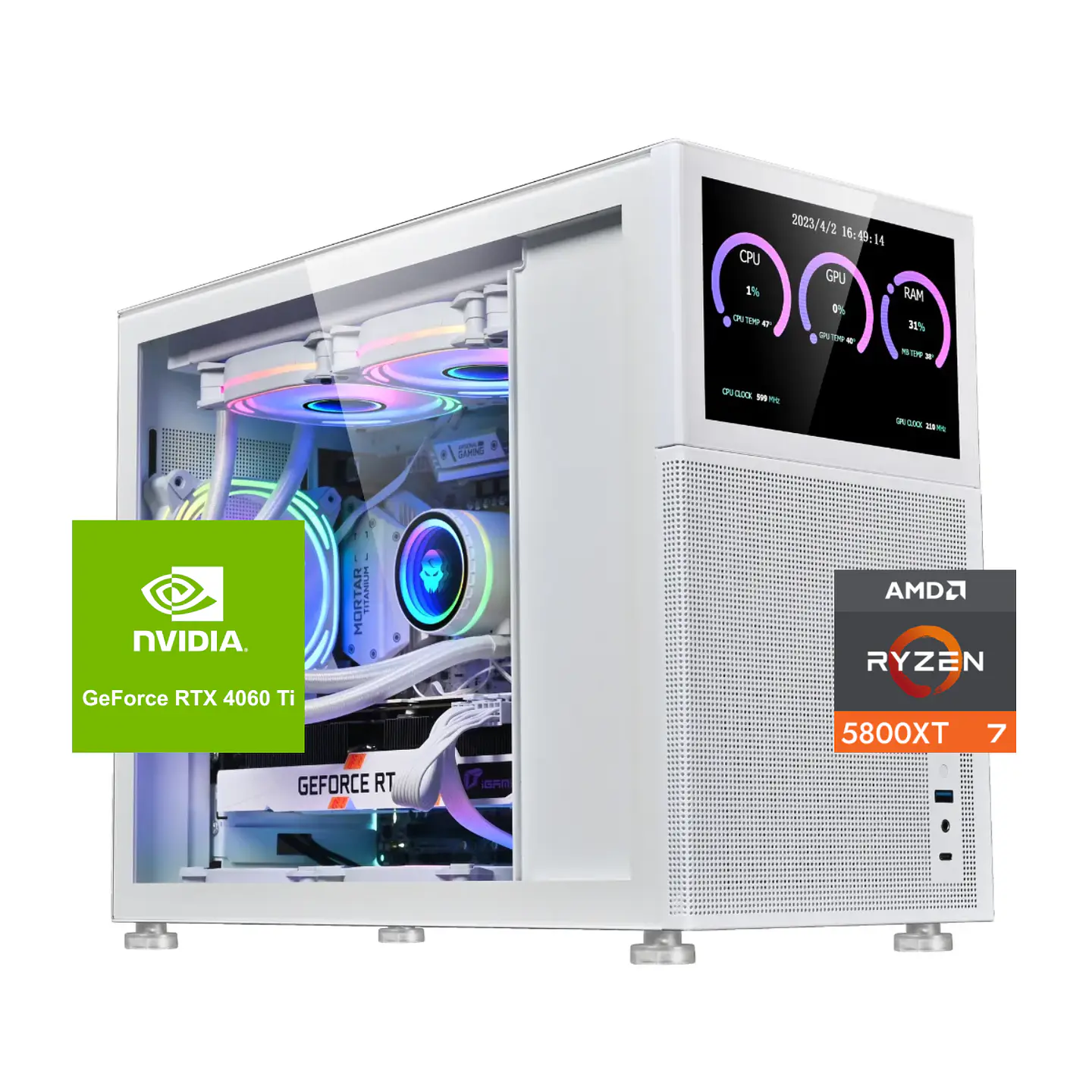Pc Gamer Fénix Plus White: Ryzen 7 5800XT, 16/32GB Ram, m.2, RTX 5060 Ti 8GB 1