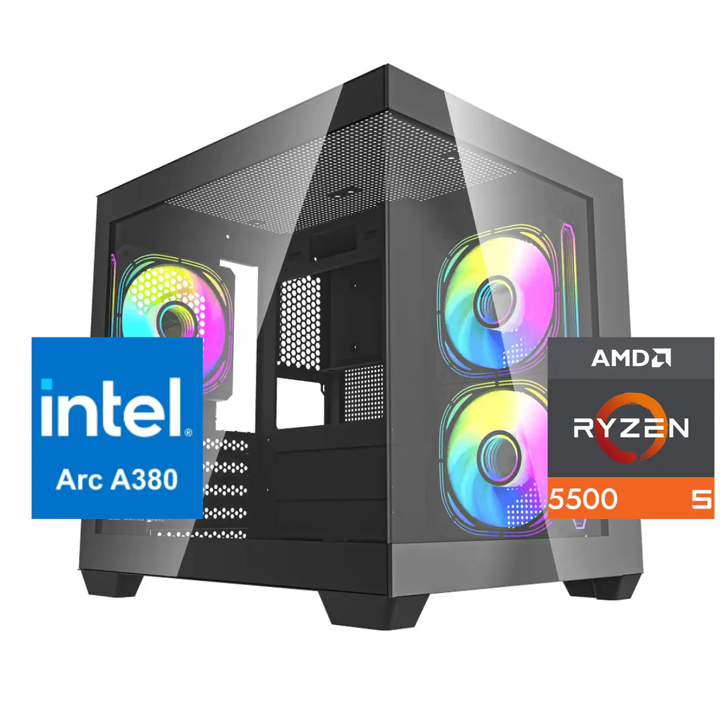 PC Gamer Arctic Essential: Ryzen 5500, SSD M.2, RAM 16/32GB, Intel ARC A380 6GB 1