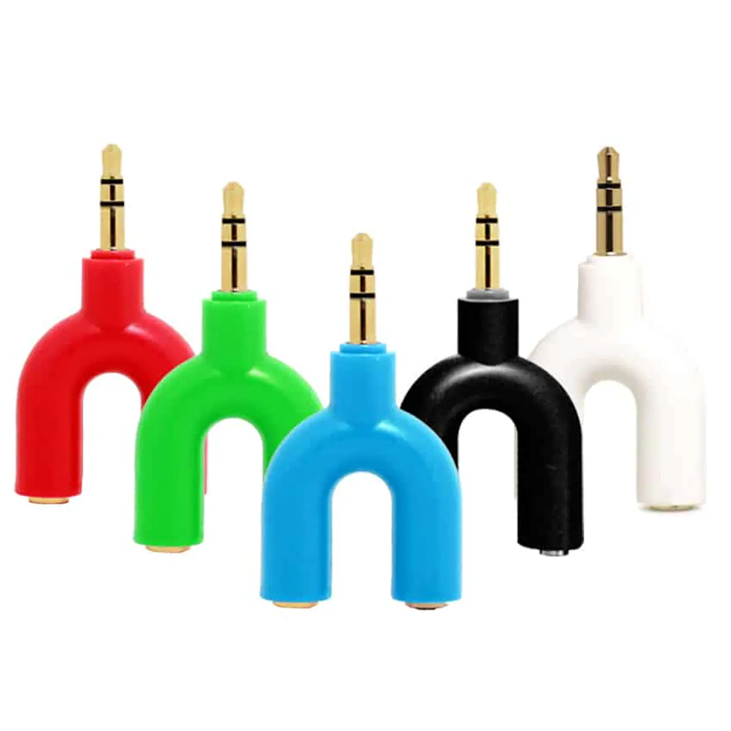 Conector Doble Plug 1 macho 2 hembras Jack 3.5mm - Colores 1