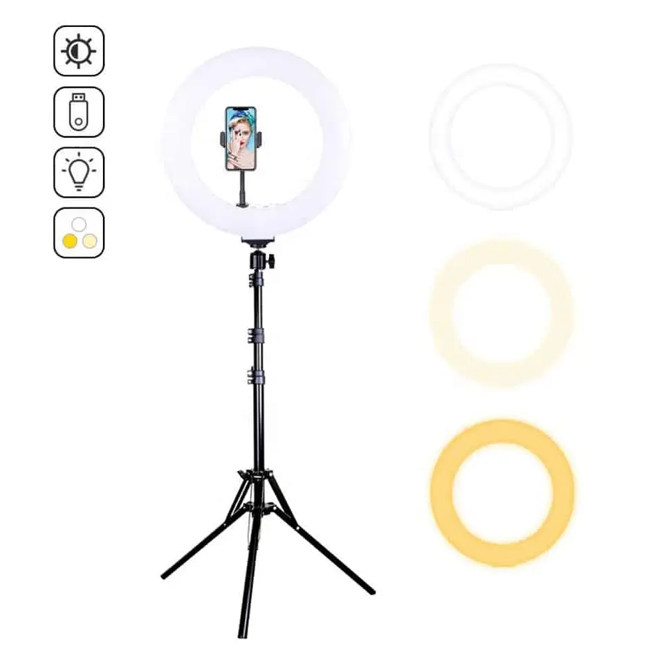 Súper Aro Profesional 46cm + trípode con pantalla LCD 2