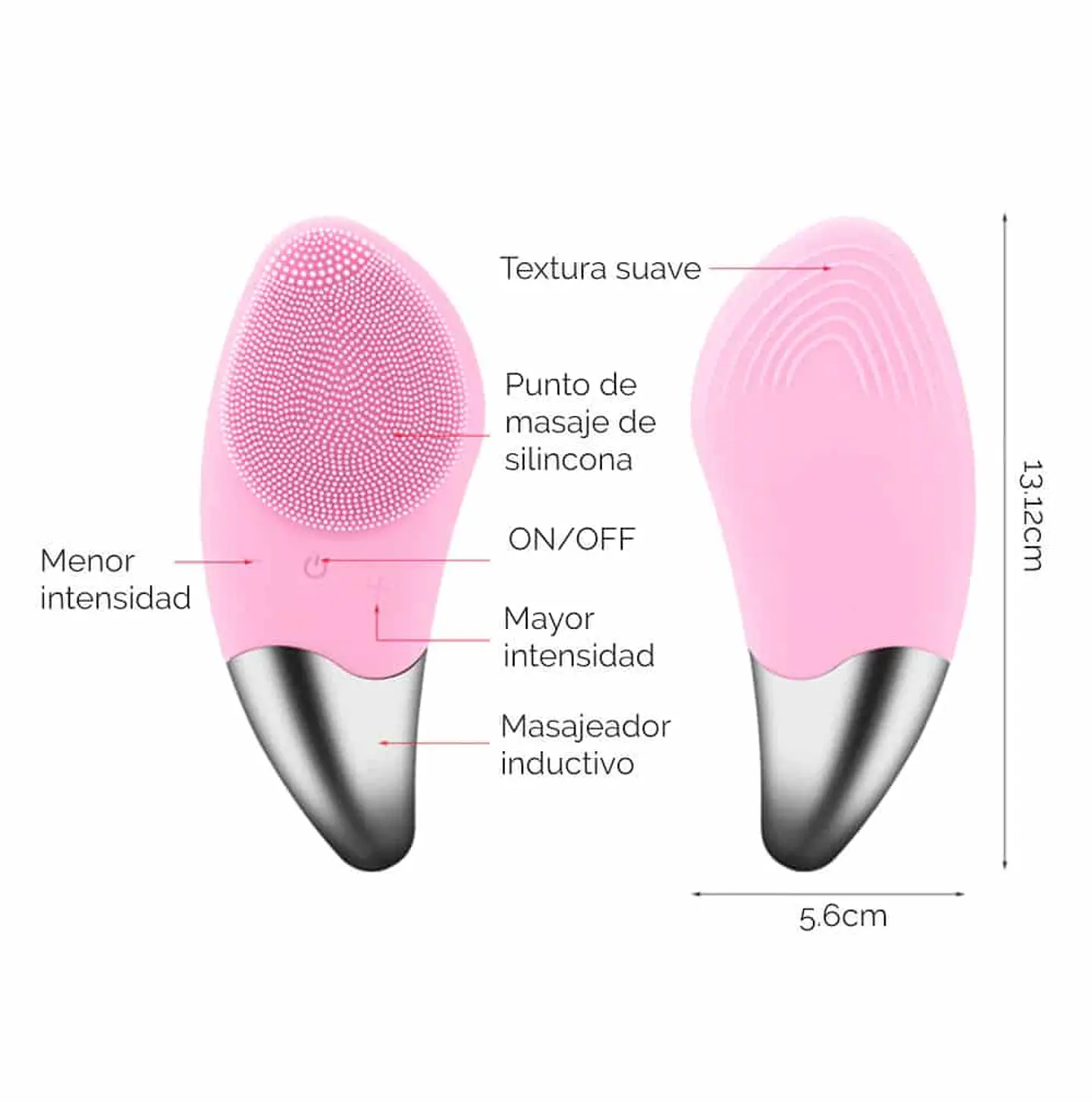 Cepillo Limpiador Facial Sónico de Silicona Recargable Exfoliación 2