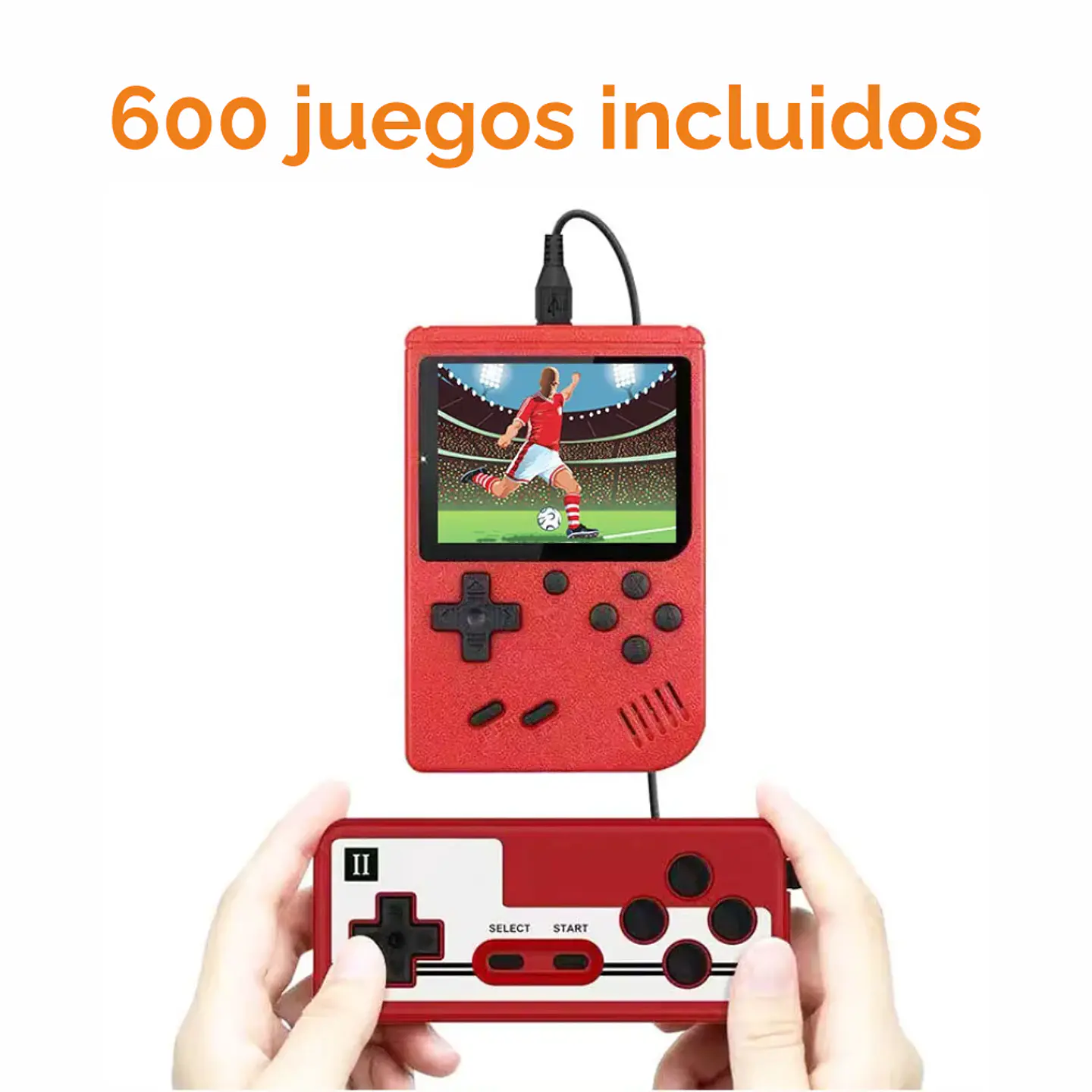 Mini Consola Portatil con 600 Juegos Retro, mando extra y conexión a TV 2