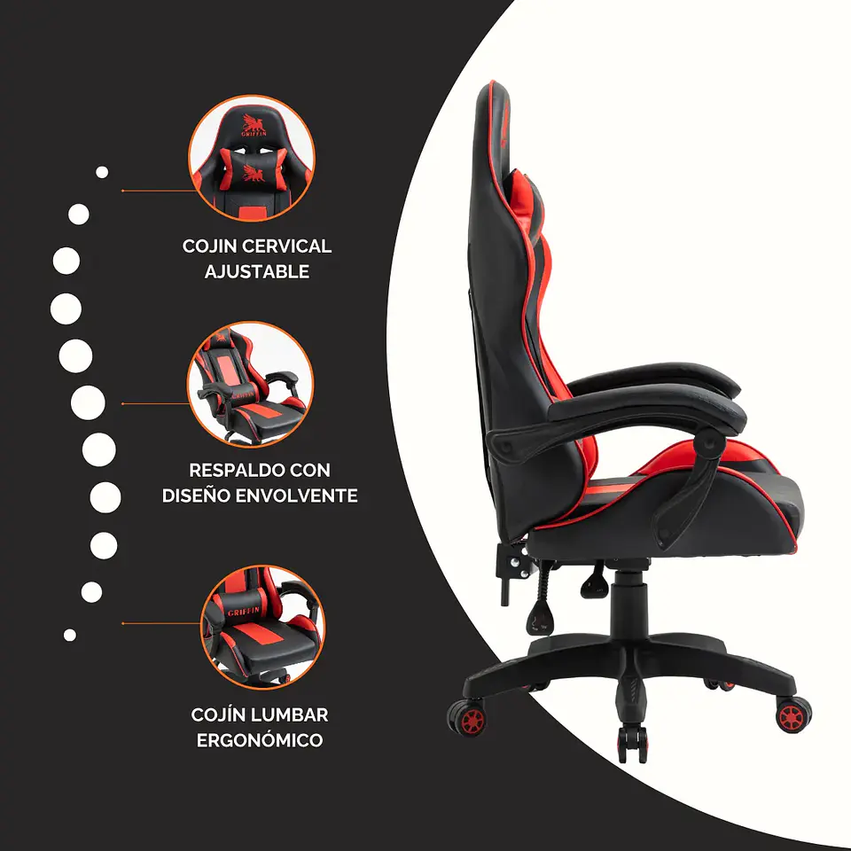 Silla de escritorio Ultimate Griffin Gamer - roja 4