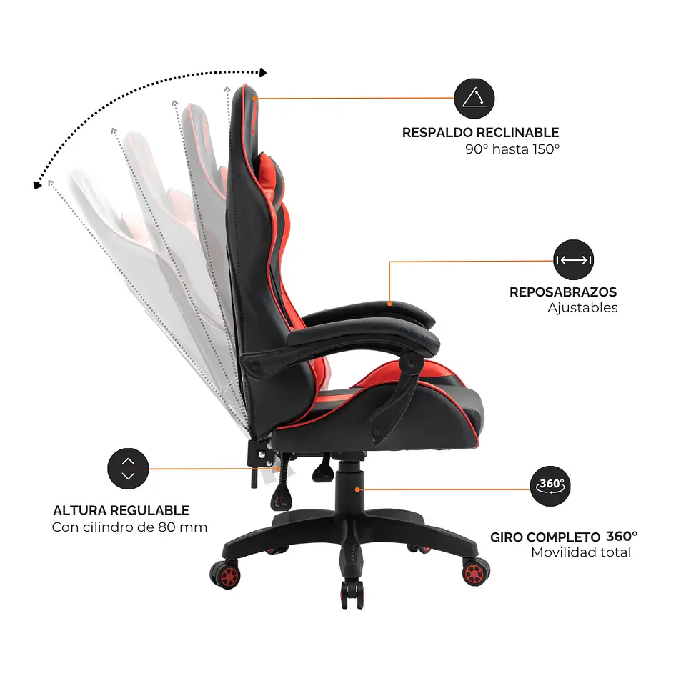 Silla de escritorio Ultimate Griffin Gamer - roja 6