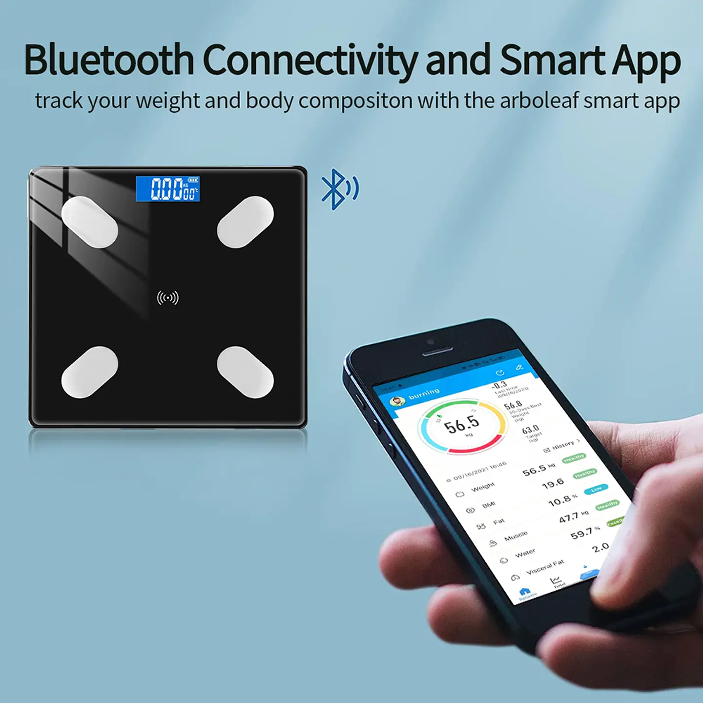 Balanza Digital Bluetooth Inteligente, mide IMC, App Smart 4