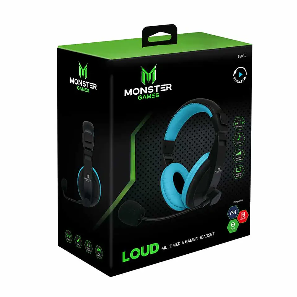 Audífonos Monster Games 29MTG550, con Micrófono, conexión 3.5 Stereo (PS4, SWITCH, ONE, PC) 6
