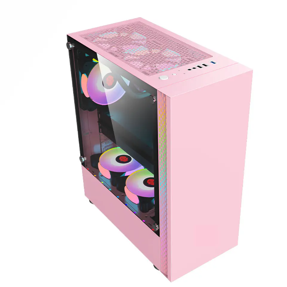 Gabinete Gamer Rose Pink (ATX, Vidrio Templado, USB 3.0, RGB) 2