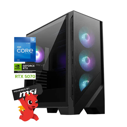 Pc Gamer MSI Inspire Core: Intel I7 12700KF, M.2 Gen 4, 32GB DDR5 Ram, RTX 5070 12GB