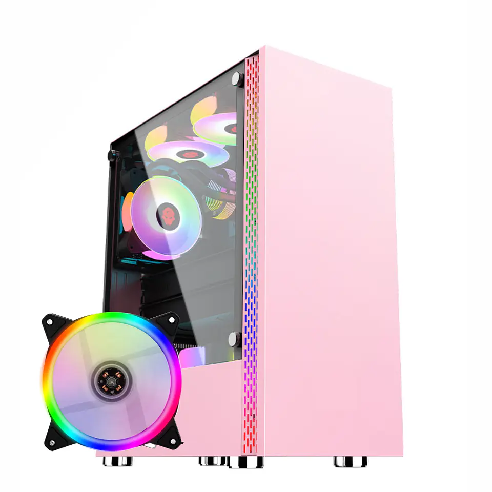 Gabinete Gamer Rose Pink (ATX, Vidrio Templado, USB 3.0, RGB) 3