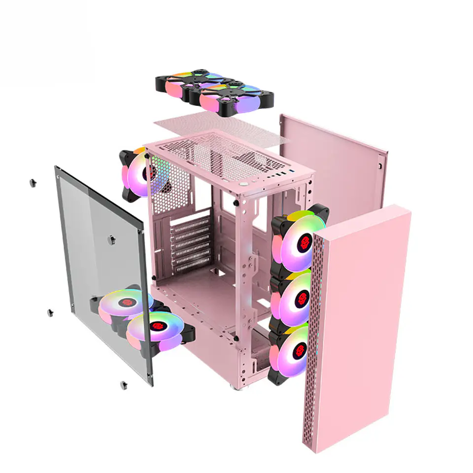 Gabinete Gamer Rose Pink (ATX, Vidrio Templado, USB 3.0, RGB) 6