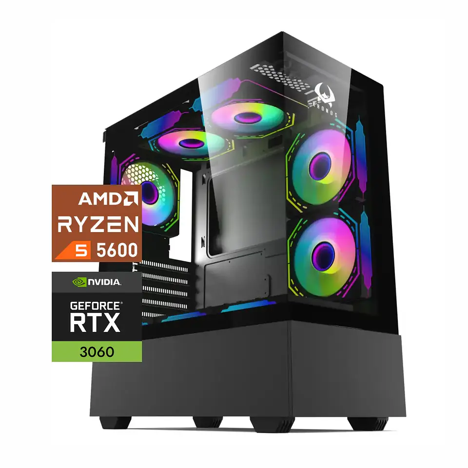 PC Gamer Halo Ultra: Ryzen 5600, SSD M.2, RAM 16GB, RTX 3060 12GB, Wifi 1