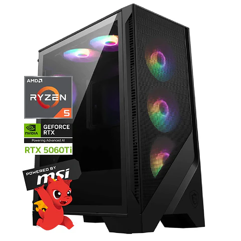 Pc Gamer MSI Shadow Ultra: Ryzen 5 7600X, M.2, 32GB DDR5 Ram, RTX 5060ti 8GB