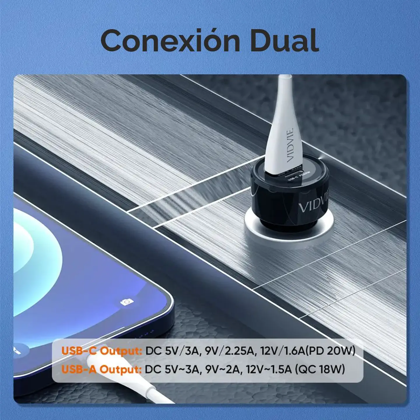 Cargador carga rápida para auto, entrada Usb Y Tipo C, Qualcomm 3.0, 20W 3