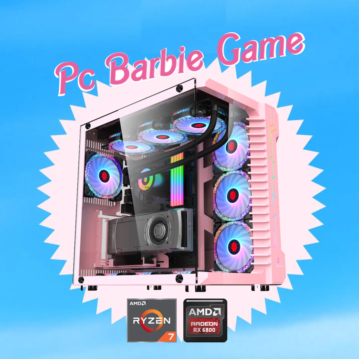 Pc Barbie Game: Intel o Ryzen a elección, SSD m.2 1TB gen4, RAM ddr5 32gb 3