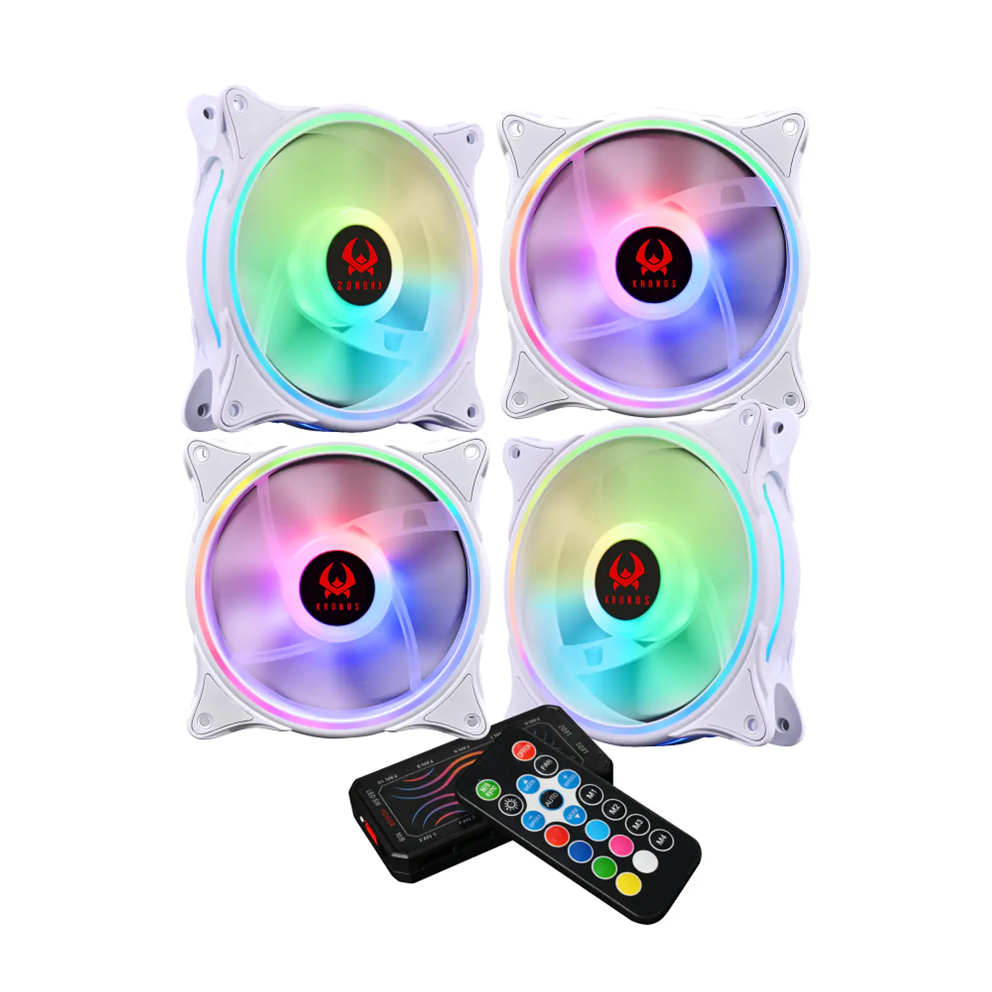 Set kit ventilador de Gabinete Kronos Aeolus, ARGB, 120mm, conexión controlador, Blanco 4