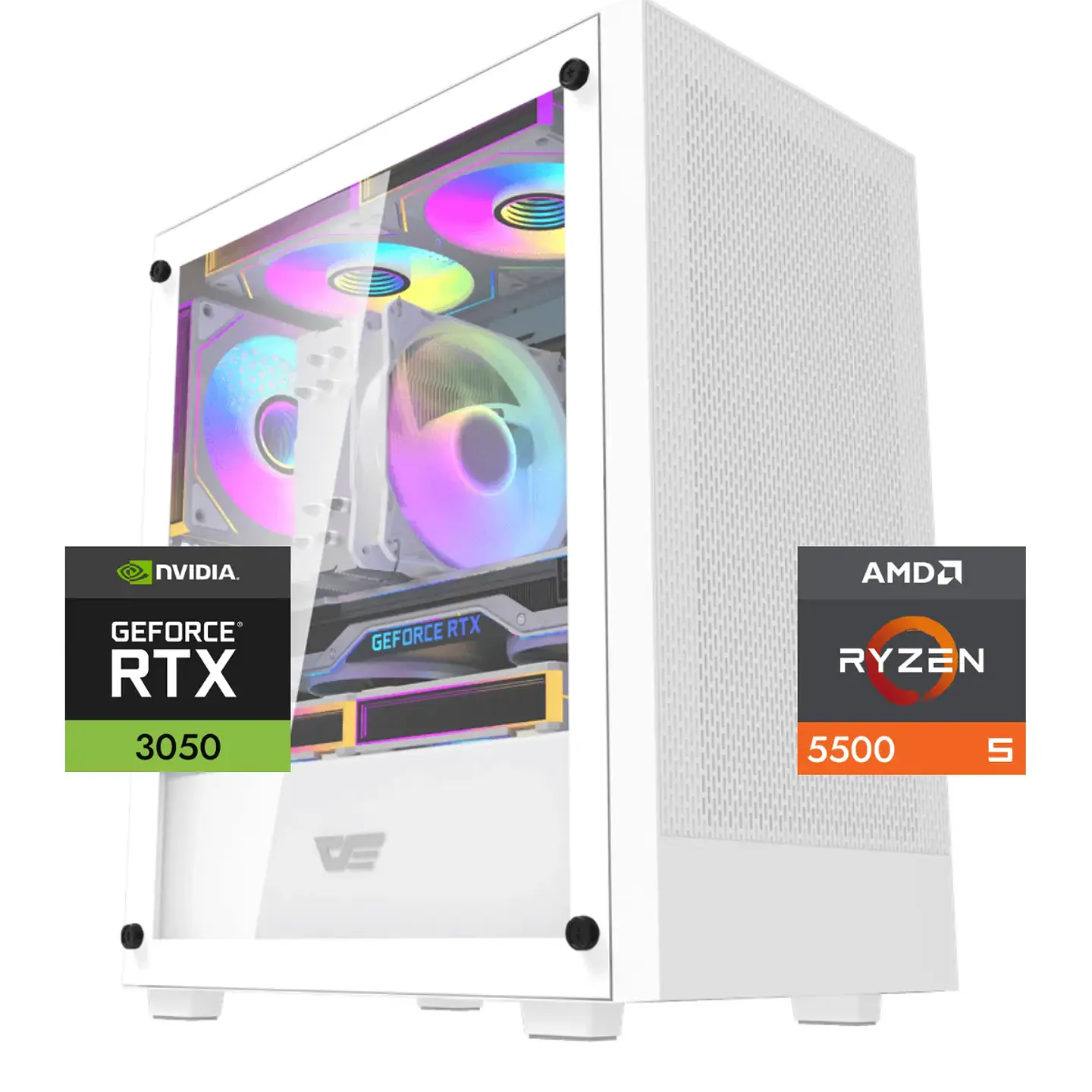 PC Gamer Warrior 3050 6GB White: Ryzen 5500, SSD M.2, RAM 16/32GB, RTX 3050 6GB 1