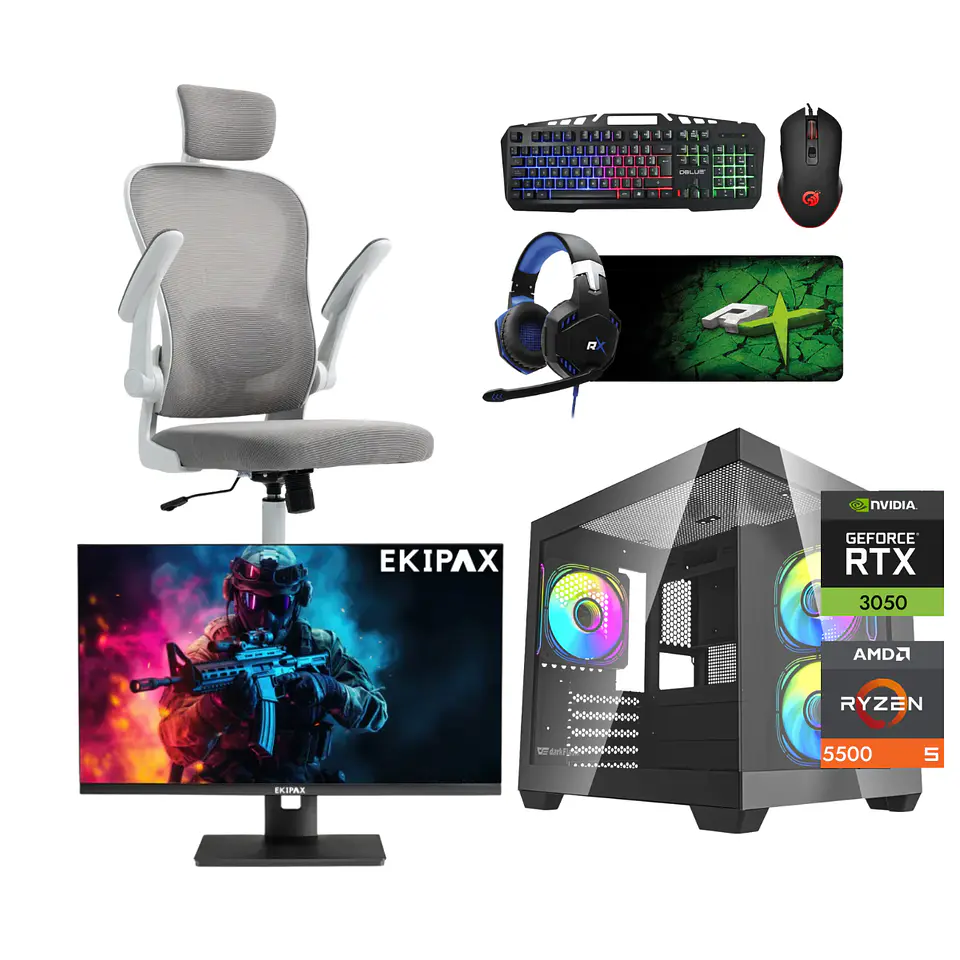Combo Setup Gamer: PC Warrior 3050, Monitor, Silla y periférico 1